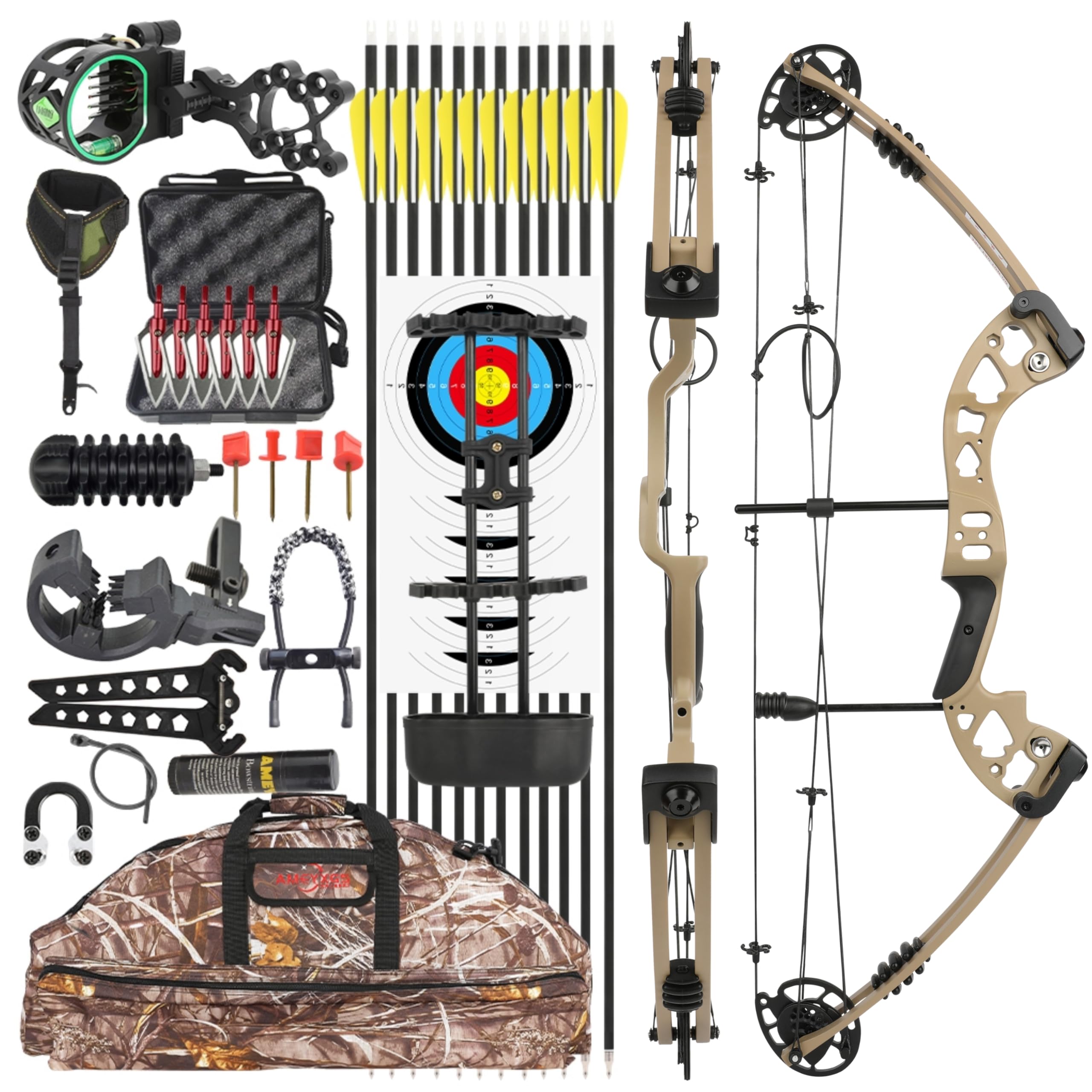 wolfman Compoundbogen Set mit Pfeilen 30–55 lbs,310 FPS Hochleistungsbogen für Erwachsene, Jagd & Angeln Bogenschießen