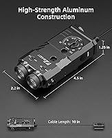 Vista 6 de EZshoot Linterna de rifle de 1600 lúmenes/iluminador IR con láser verde/IR 4 en 1, combo magnético recargable, linterna IR para rifle