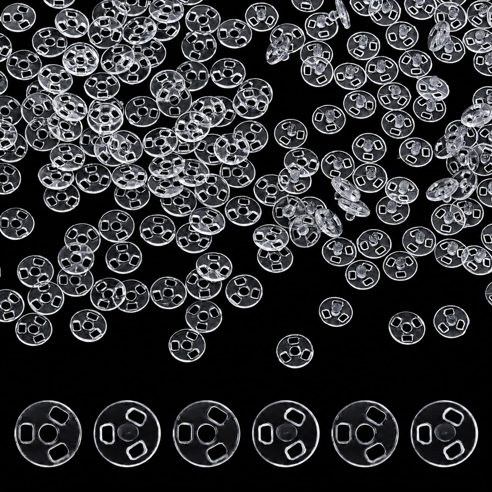 100PCS Plastic Clear Snaps, Tiny Plastic Snap Closures (4mm)