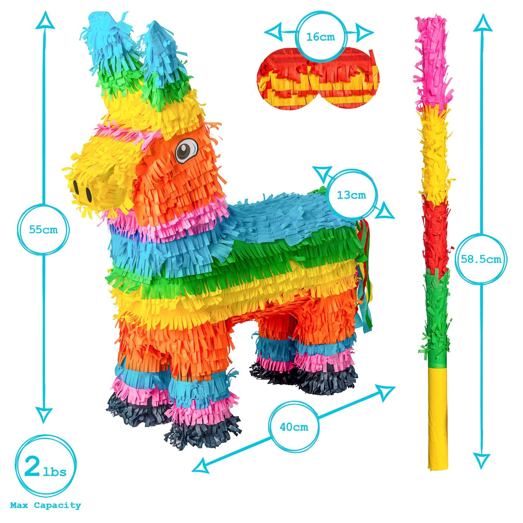 Ensemble Piñata Lama Bleu (50cm) + Bandeau - Décoration Fête D'anniversaire Enfant, Thème Mexicain - À Remplir De Bonbons