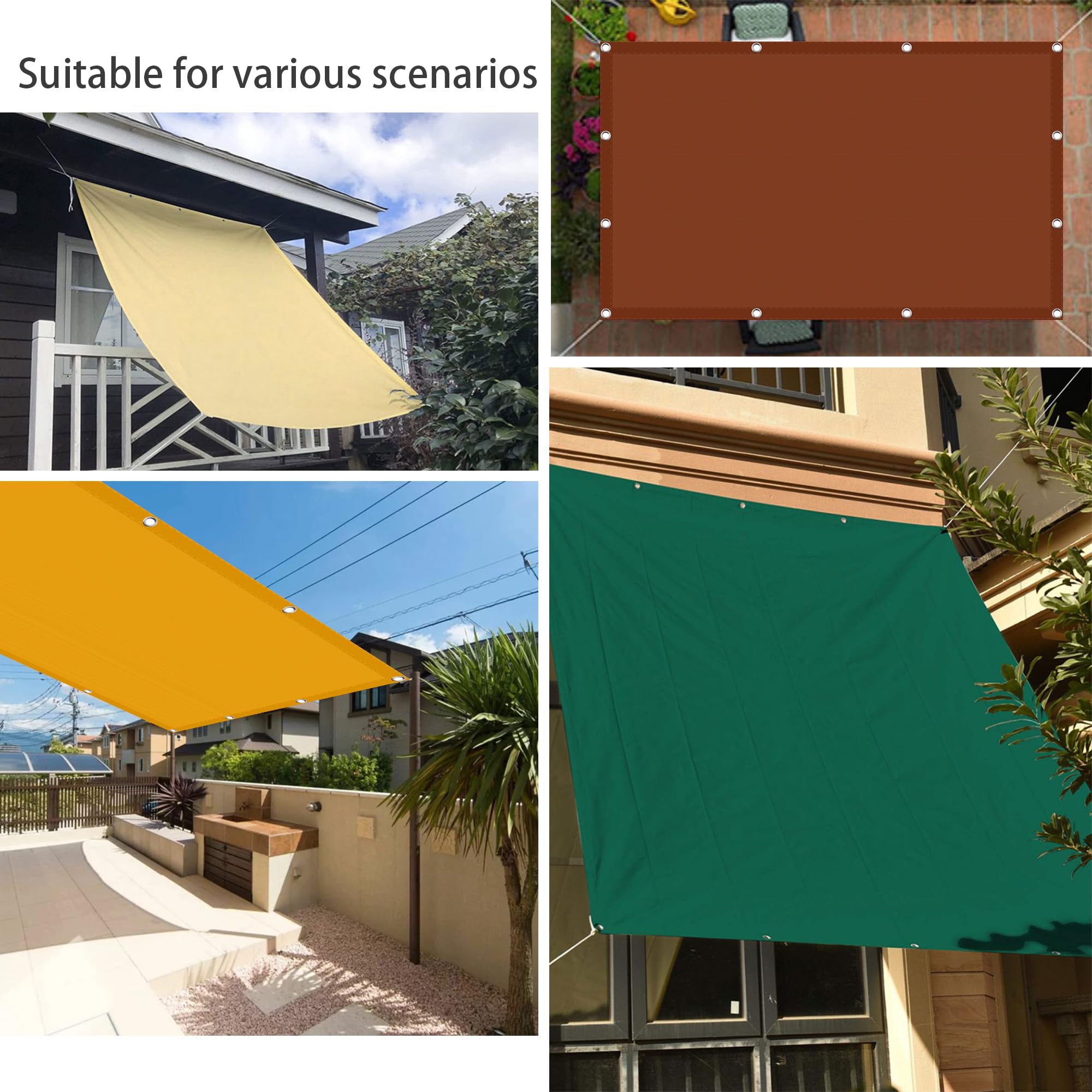 Tenda Da Sole A Vela Rettangolare 150 X 260 Cm In Poliestere 185 G/m² – Protezione UV 95%, Impermeabile, Antistrappo, Per Giardino, Balcone, Giallo Sabbia