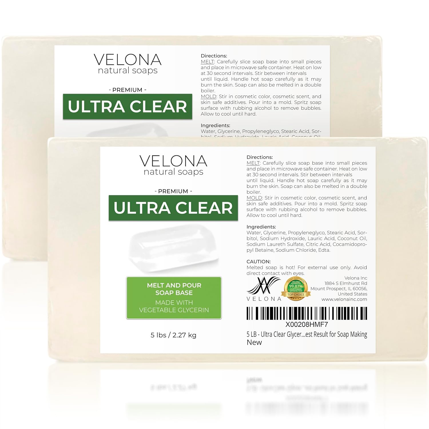 velona 10 LB - Ultra Clear Glycerin Soap Base Melt and Pour | Transparent Natural Bar For The Best Result for Soap Making