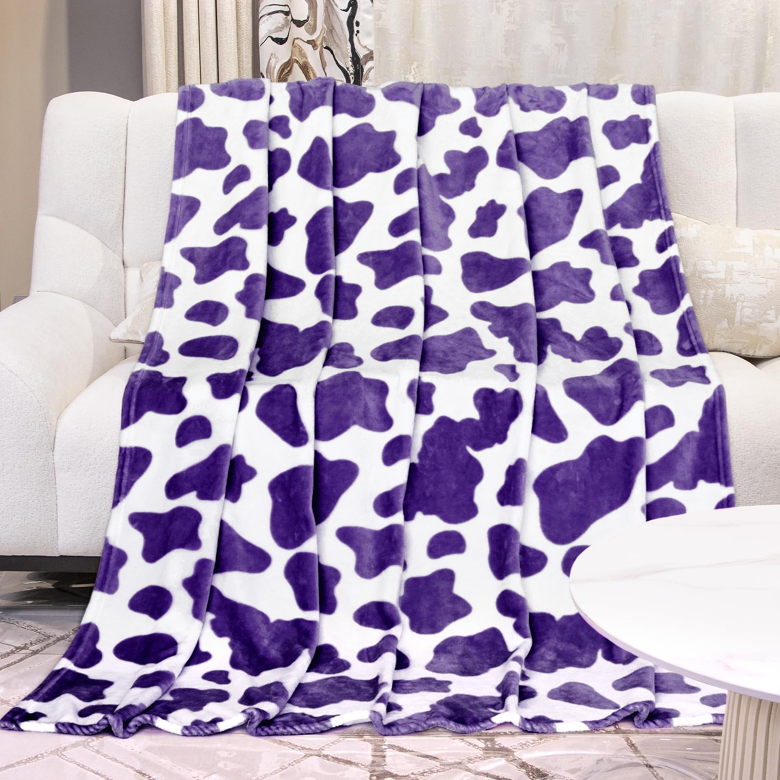 Fleece Blanket Twin Size Purple 60x80 Inches, Ultra Soft Warm Cozy Winter Bed Blanket, All-Season Lavender Home Room Decor, Birthday Gifts, 60"x80"