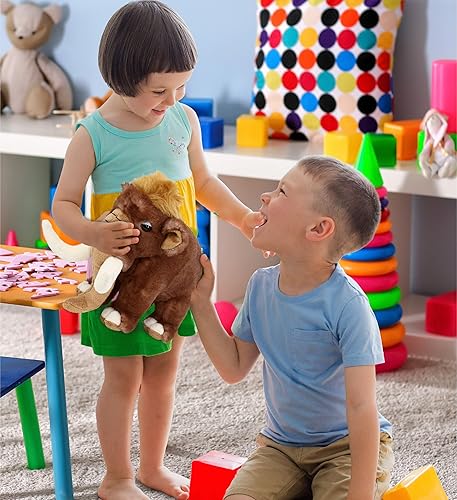 Miniatura 6 de DolliBu - Animal de peluche de mamut  Suave mamut lanudo salvaje, adorable juguete de peluche de mamut para jugar, lindo regalo de vida silvestre