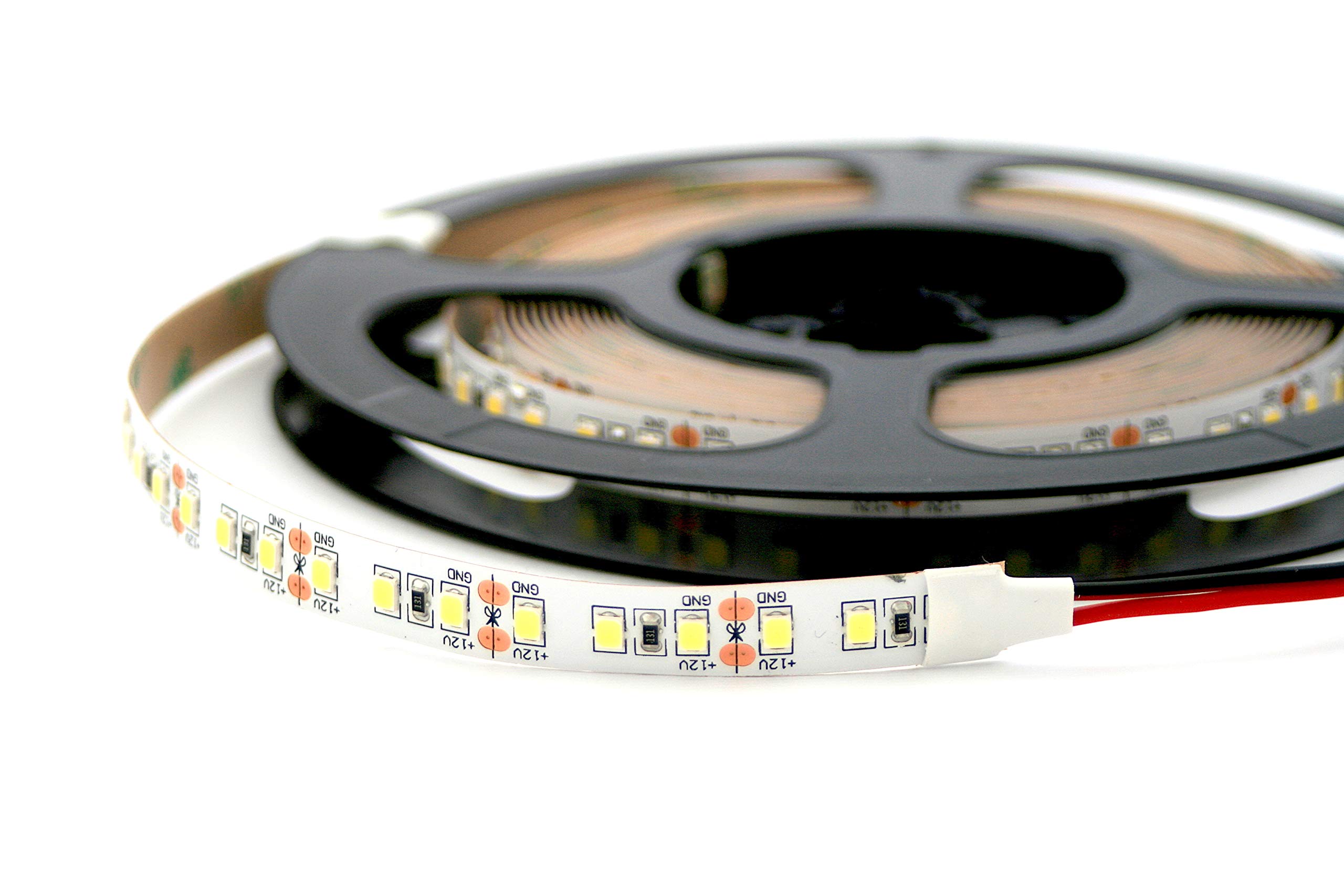 Rollo de 5 metros de tira de 600 LED 3014 SMD luz monocromática a elegir 5 m 12 V CC con adhesivo 3M Mod. Premium (3000 K luz cálida (blanco cálido)