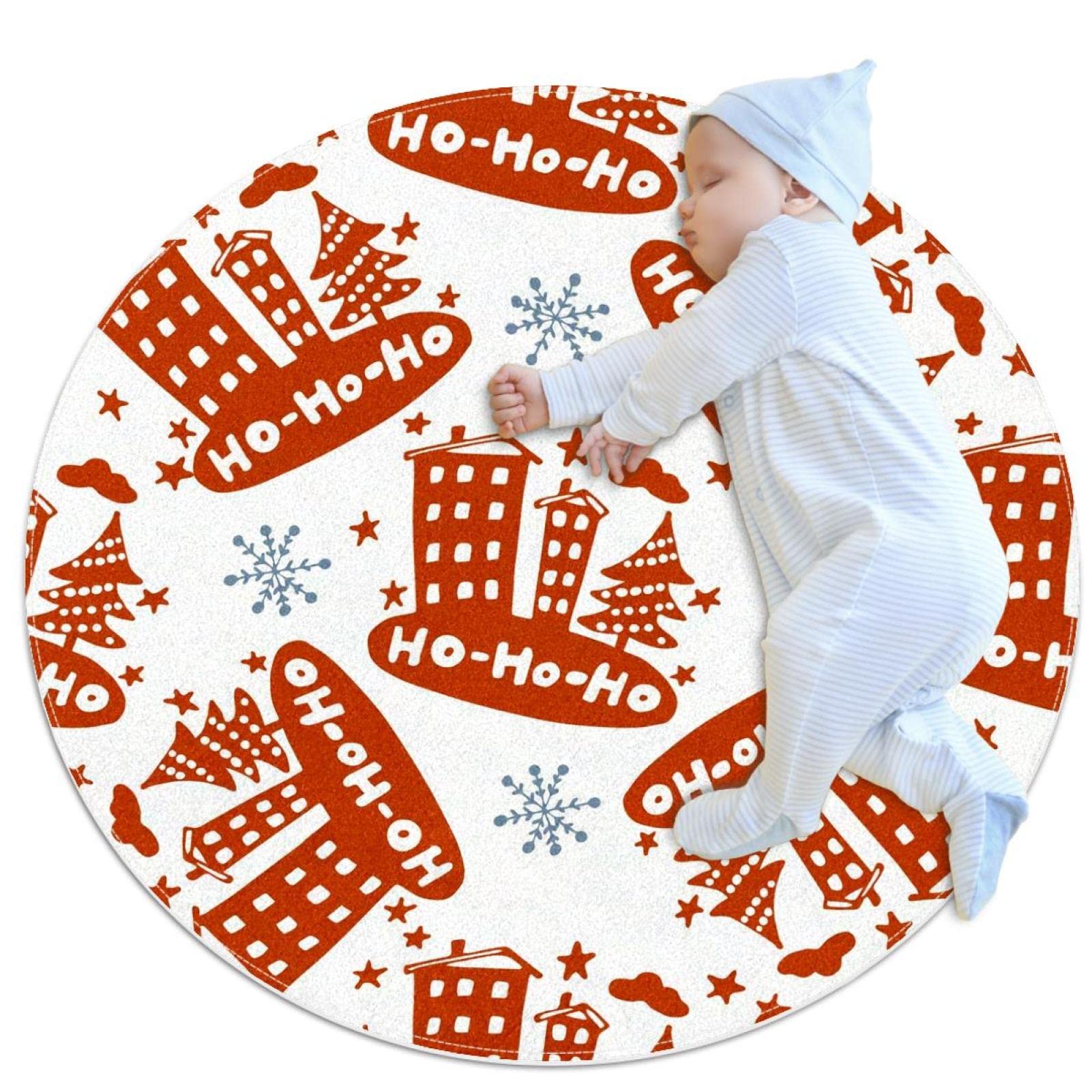 Tapis ronds mous Noël pour éviter les glissades des enfants au salon en hiver
