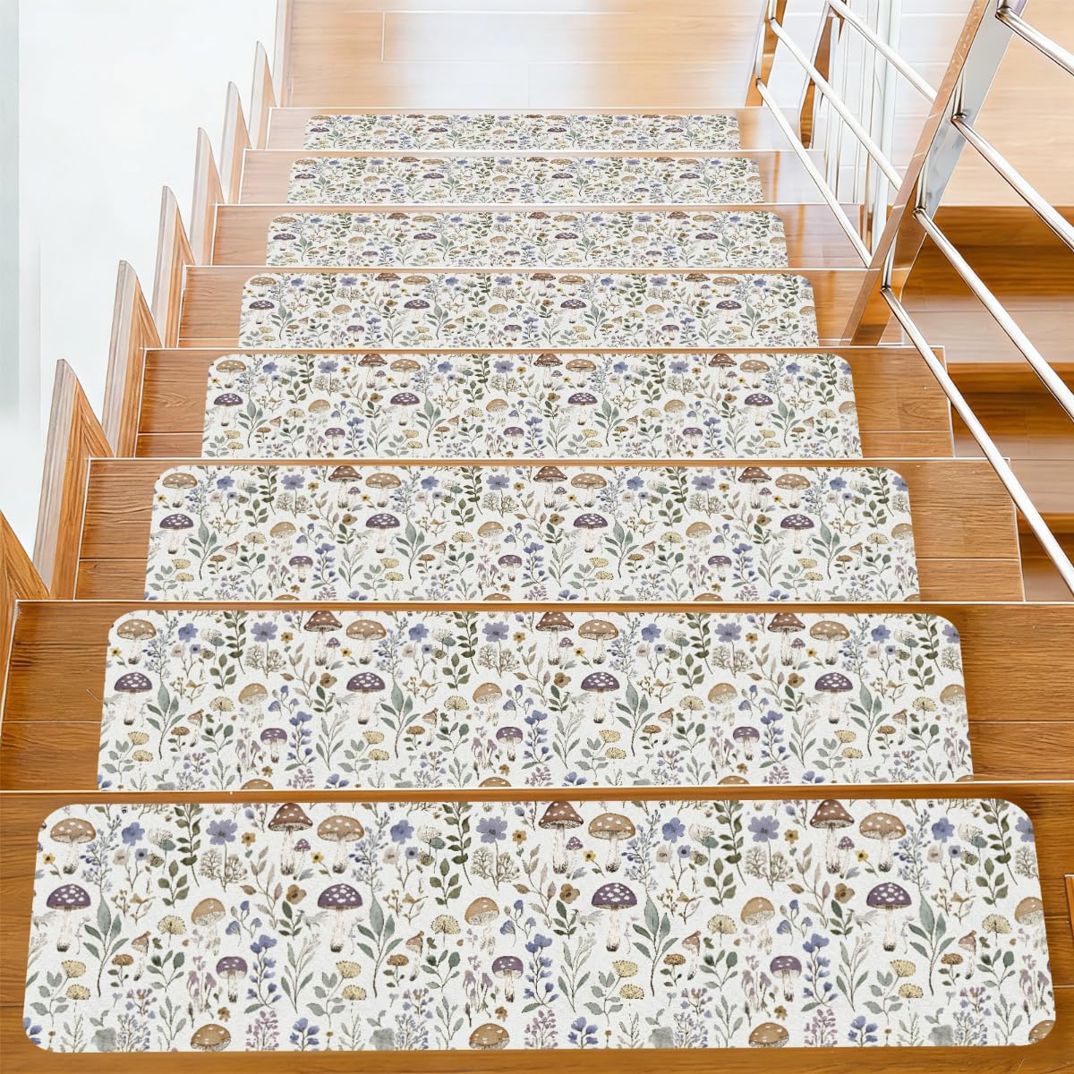 Alfombrillas de escalera antideslizantes 76x20 cm Mexpekil cubrepeldaños de tela lavable
