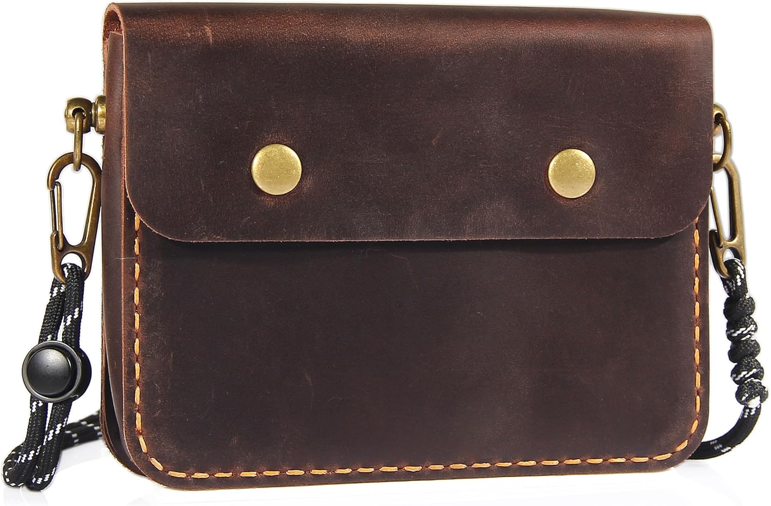 Genuine Leather Travel Wallet for Women & Men – Small Crossbody Bag with Card Slots | Adjustable Strap, Compact Wristlet Clutch Purses for Travel & Daily Use (Cofffee, Small)