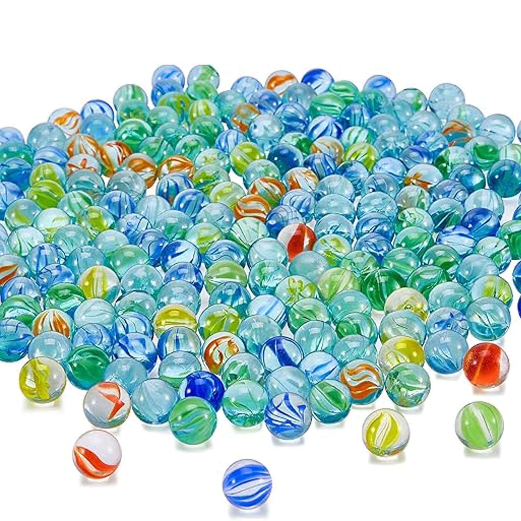 PEBBLE HUG Glass Marbles Set for Kids, Strategic Thinking, Decorative Accents, Party Favors, Classroom Rewards, Family Game Nights, Hand-Eye Coordination, Indoor and Outdoor Fun, (200Pcs)