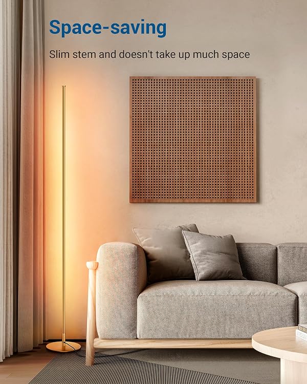 DEWENWILS Floor Lamps for Living Room, Set of 2 LED Corner Light Works with Foot Switch, 1100 LM Dimmable Floor Lamp with 3000K Warm White, 57.5" Standing Lamp for Living Room, Bedroom, Office (Gold) by DEWENWILS - Image 4