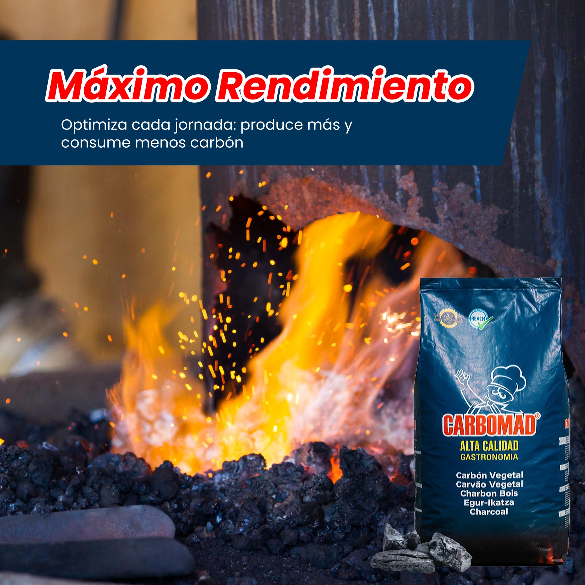 Carbón Vegetal Marabú Profesional 15kg Hostelería Barbacoa Alta Temperatura Combustión Lenta Sin Humo Ni Chispas Gran Duración Ideal Parrillas Restaurantes Cocina Industrial