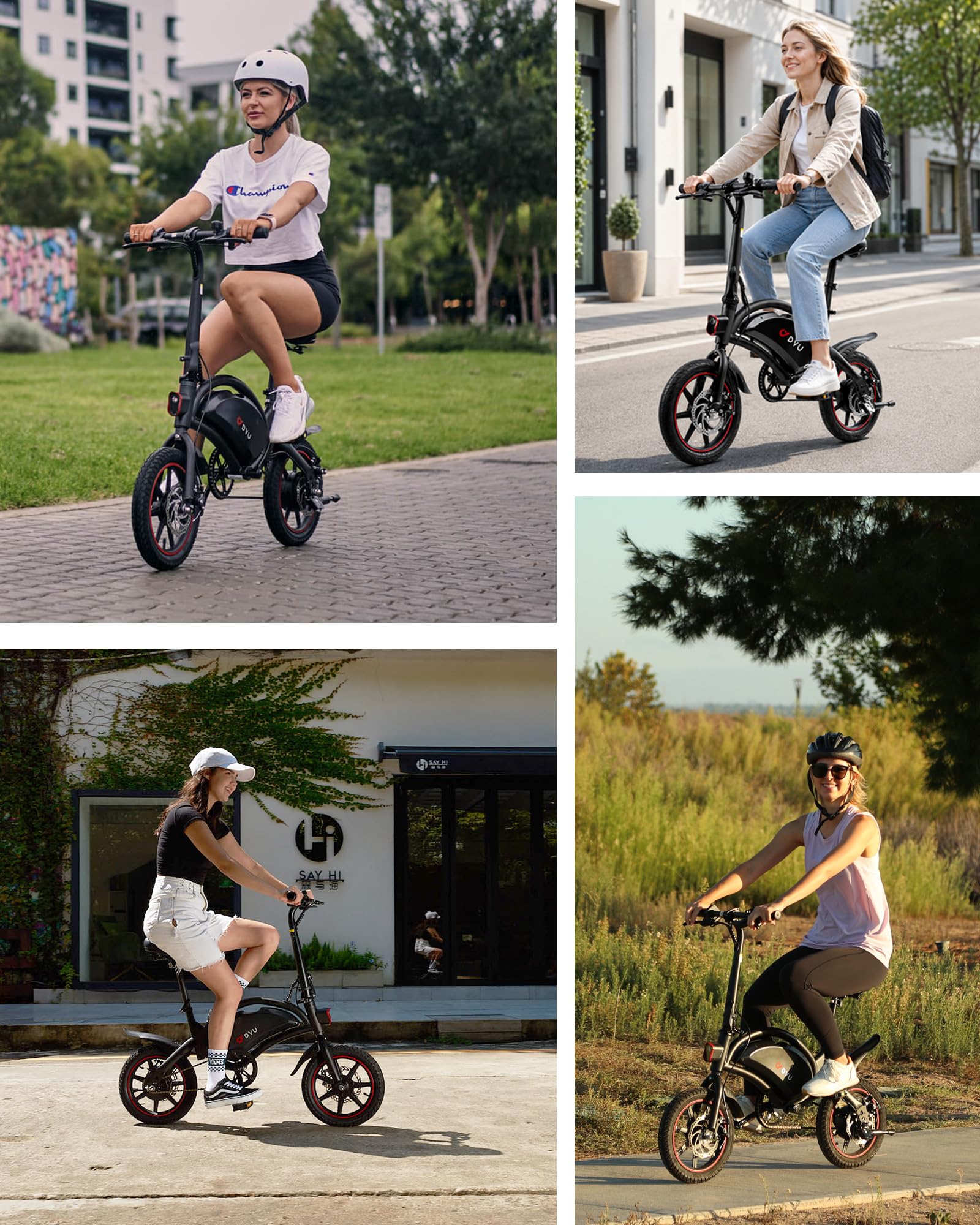 DYU D3S Bici Elettrica Pieghevole 14", 250W, per Città e Pendolari | Assistenza alla pedalata, batteria 36V 10Ah, fino a 60 km, sospensione e sella regolabile, per uomini e donne