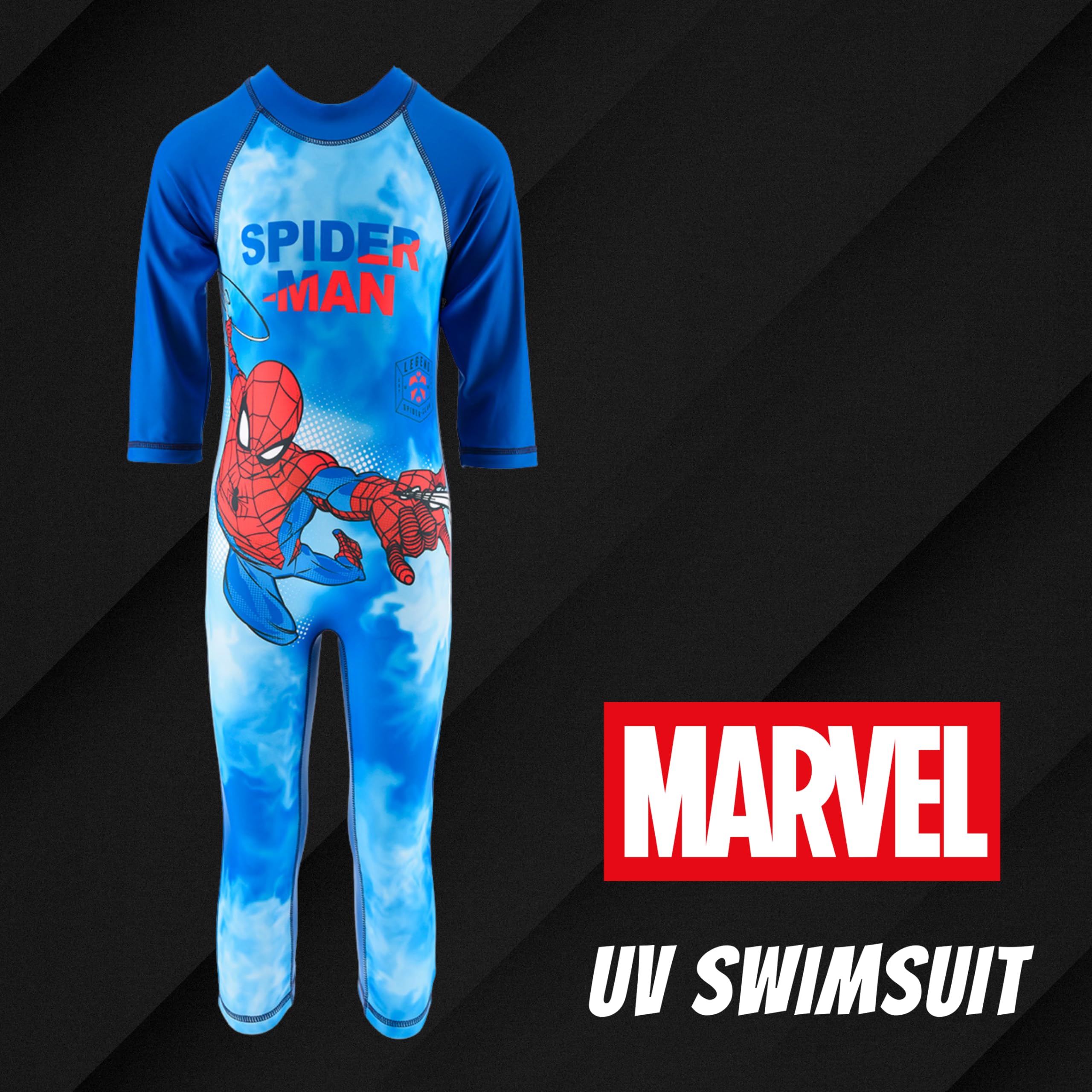 Marvel Spiderman Maillot de Bain Garçon, Maillot de Bain Protection UV, Ensemble de Natation Une Pièce, T-Shirt et Pantalon de Bain, Tailles 3 a 8 Ans