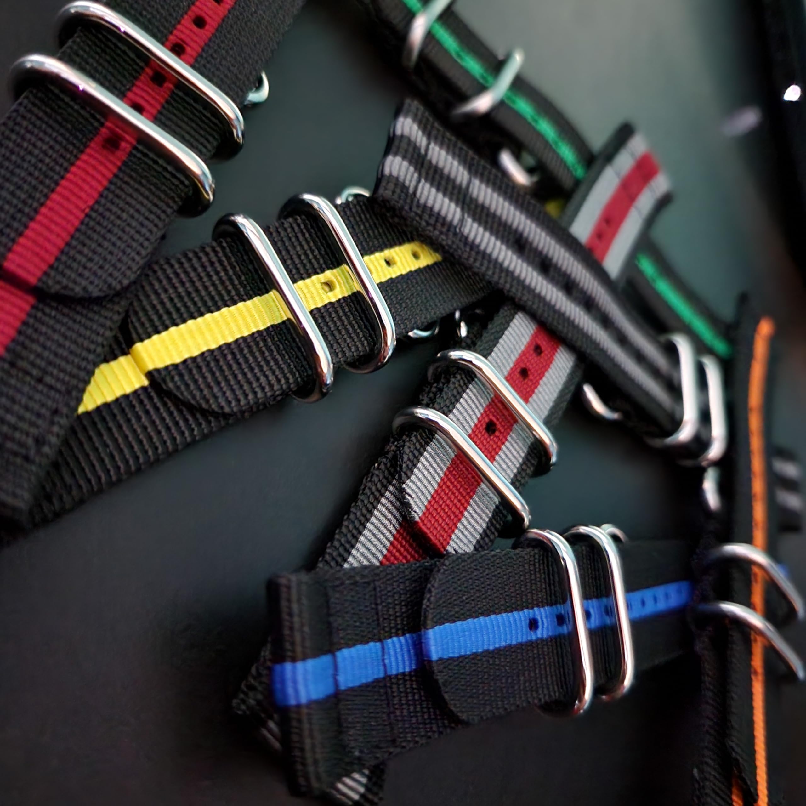 NATO® Two Piece Nylon Watch Strap Premium Ballistic Nylon Sport G10 Smart watch band USA Stock 20mm 22mm Stainless Steel buckles (20mm, Orange)