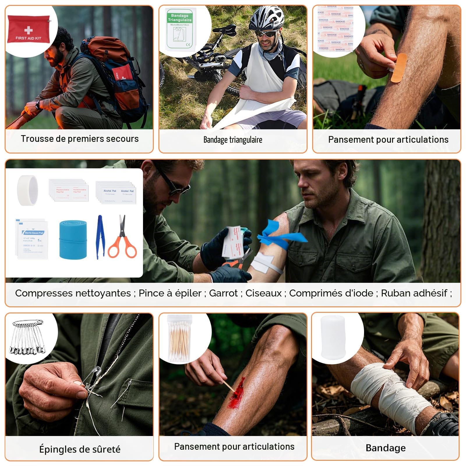 69 en 1 Kit de Survie d'urgence en Plein Air,Sac de Survie Complet,Kit de Survie Complet avec Couverture de Survie,Kit de Survie Militaire Complet pour Hommes Camping,Randonnée,Voyage Aventure