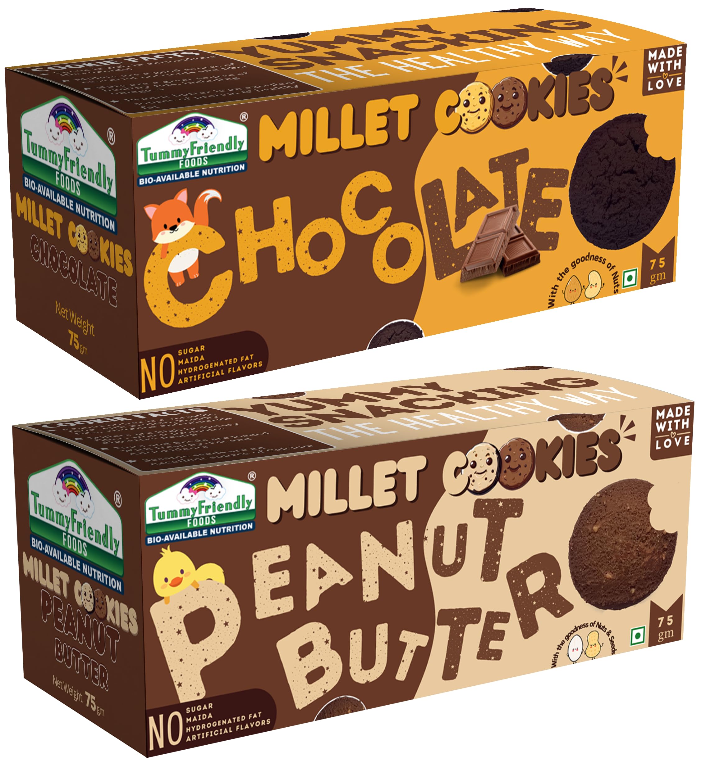 TummyFriendly Foods Millet Cookies - Chocolate Cookies, Peanut Butter Cookies. Healthy Millet Biscuits for babies, kids, adults - Pack of 2-75 grams Each (B0CVF36K6Z) Amazon Price History, Amazon Price Tracker