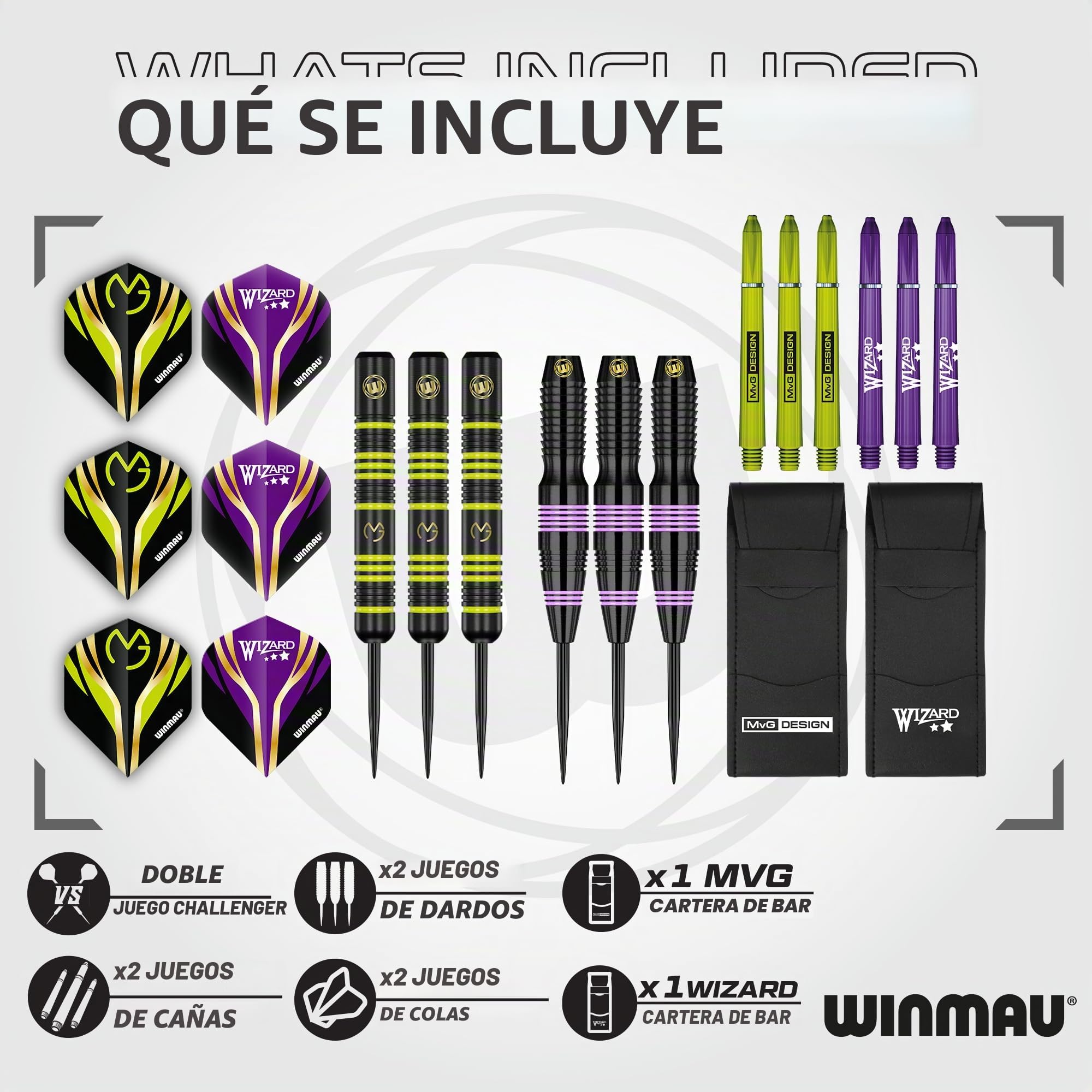 WINMAU Dardos Michael "MvG" Van Gerwen Vs Simon "El Mago" Whitlock Juego doble Steeltip 22 g