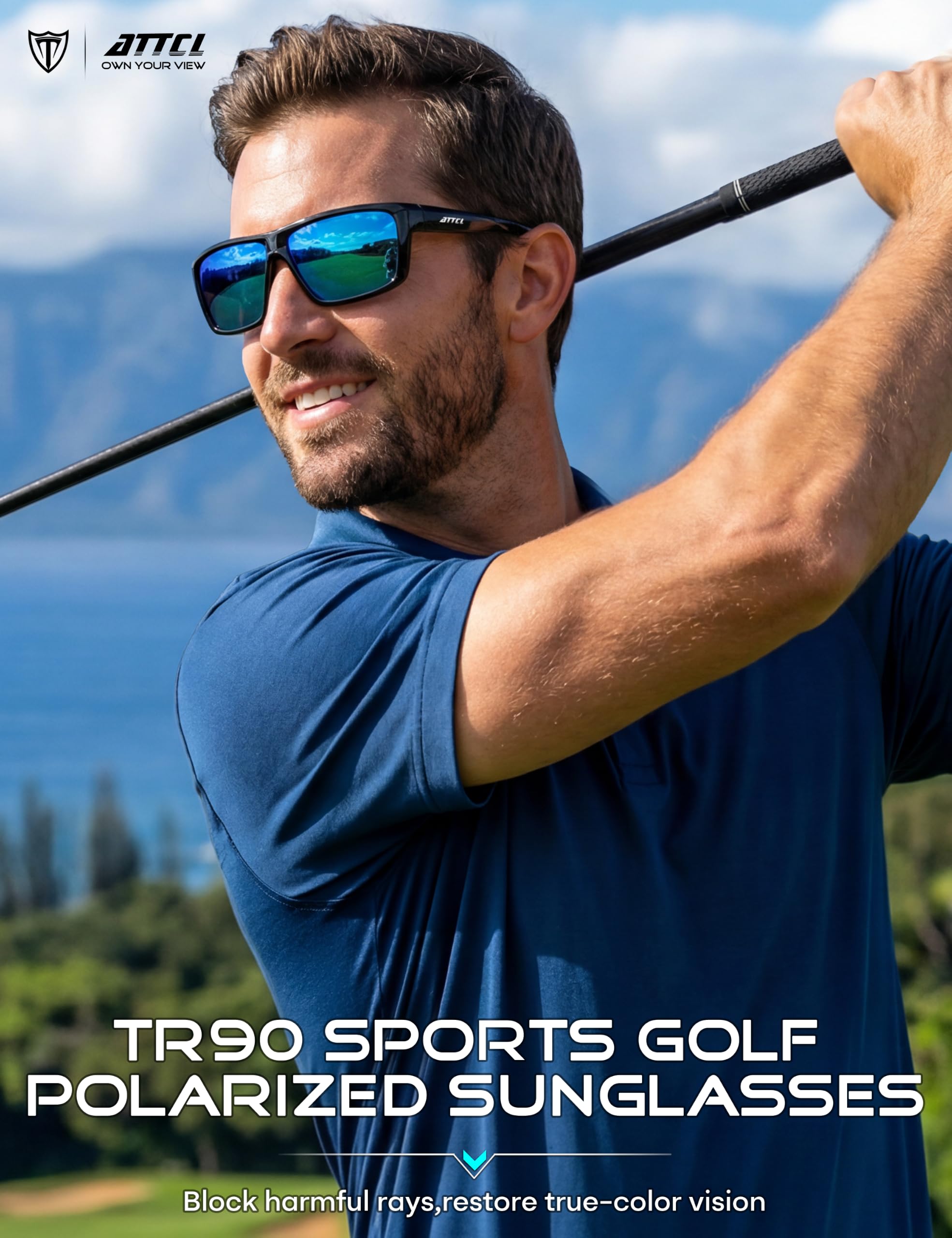 ATTCL Lunettes de Soleil Homme Polarisées Sports UV400 TR90 Enveloppant