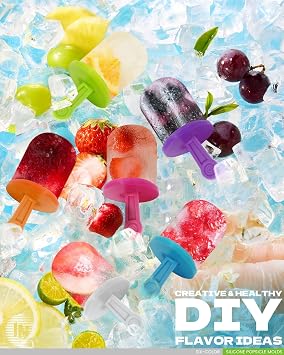 Silicone Popsicles Molds, Popsicle Mold for Kids, Ice Cream Molds, Ice Pop Mold with Popsicle Holders 6 Colorful Reusable Sticks BPA Free