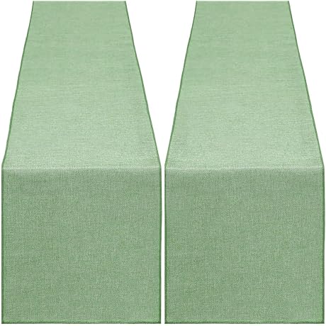 Set of 2 Burlap Light Green Table Runners - Perfect for St....