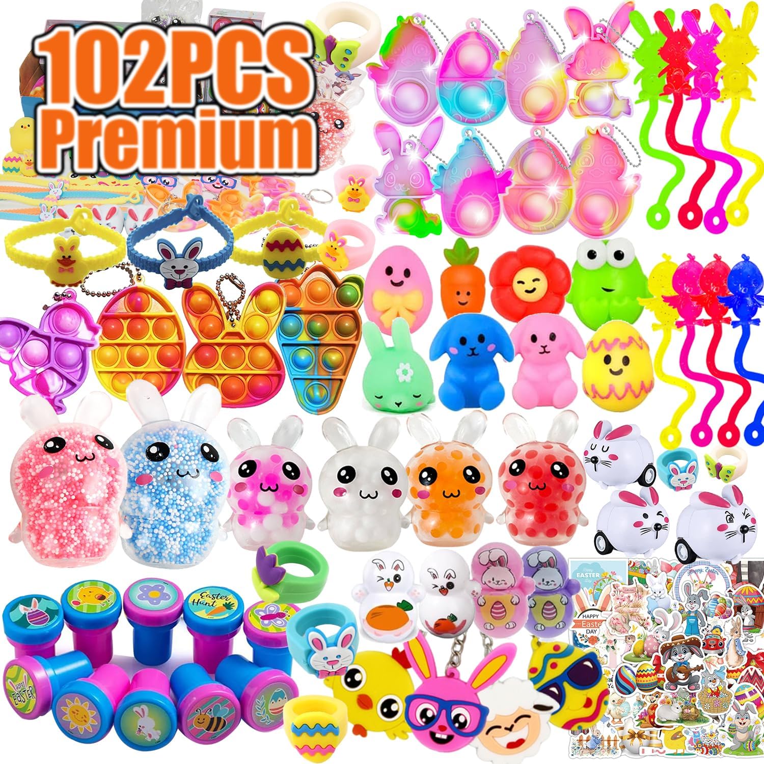 Premium Easter Party Favors Assortment Toys for Kids,Basket Stuffers, Kids Eggs Fillers Gifts, Easter Eggs Hunt, Pinata Filler Goodie Bags Stuffers Classroom Prizes Treasure Box Toys