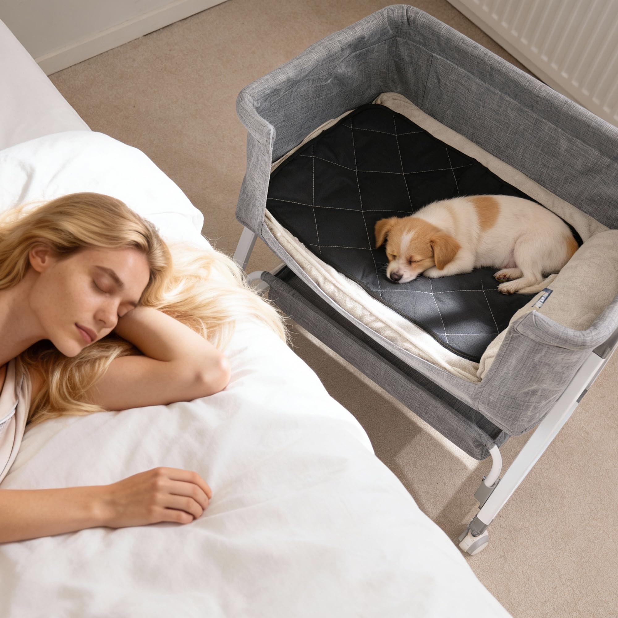 Cama para Perro Junto a la Cama Ajustable en Altura con 6 Niveles