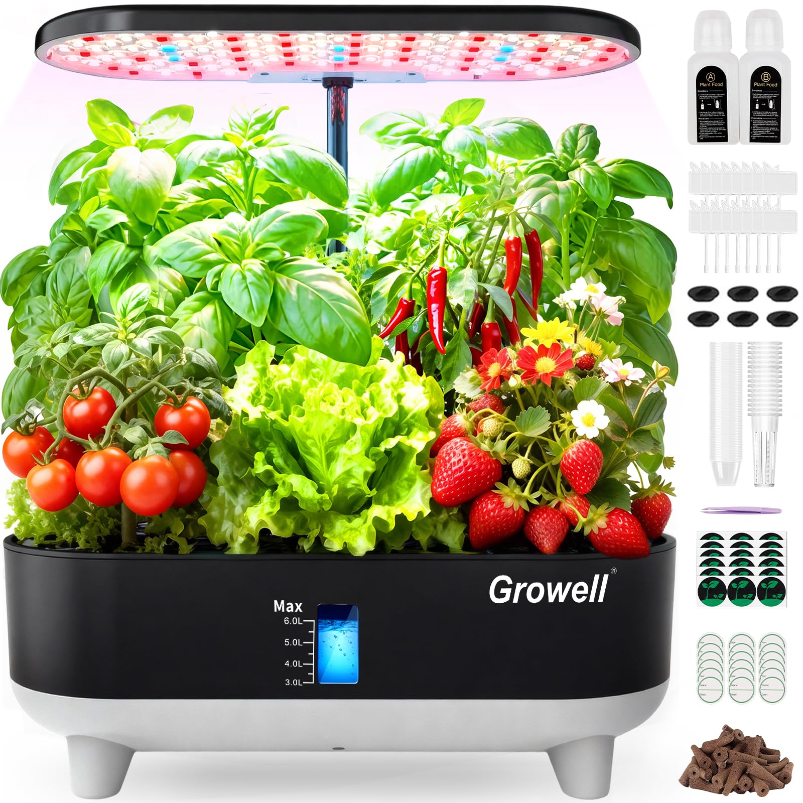 Growell 16 Pods Hydroponics Growing System Kit with 3 Light Modes &amp; 2 Timer