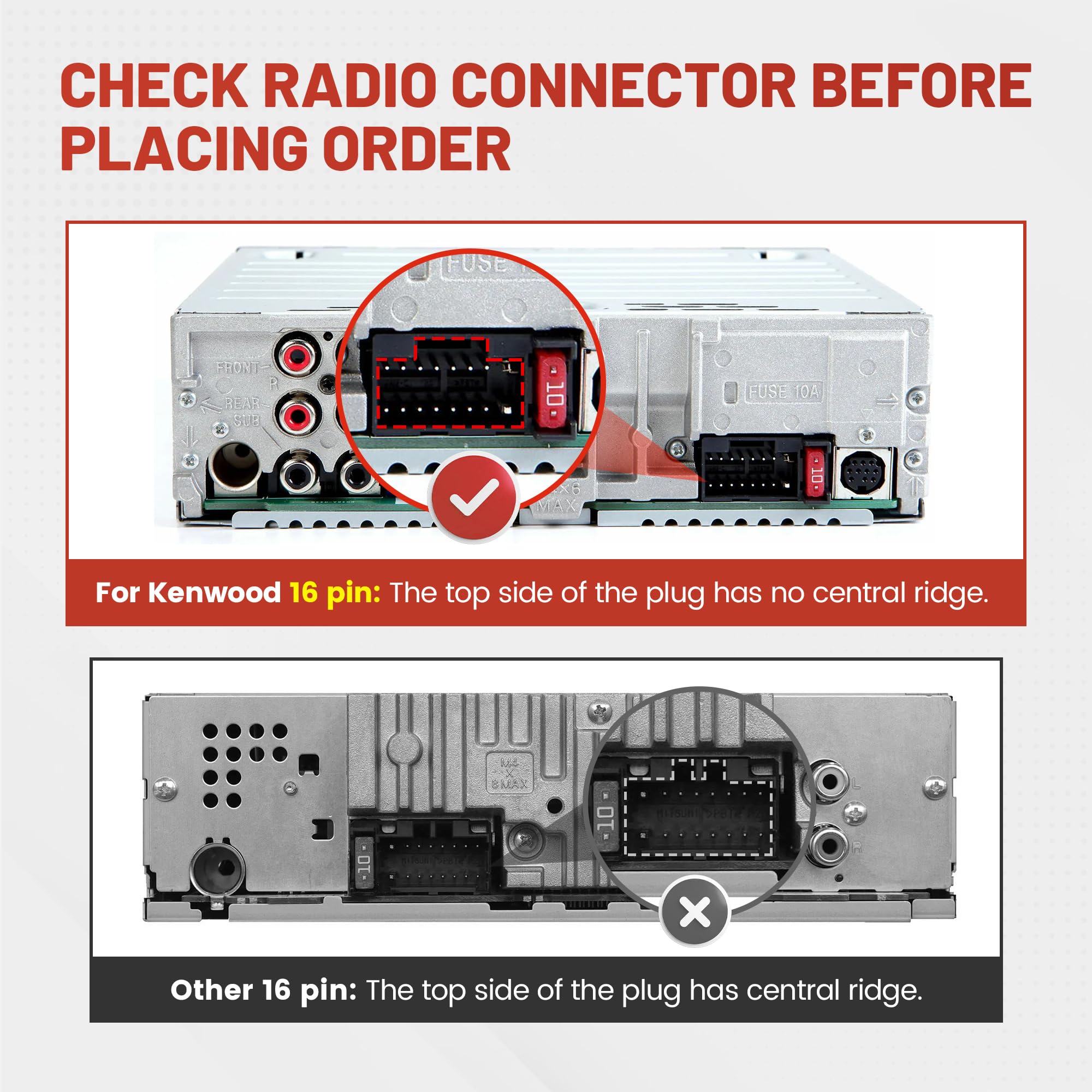 Amazon.com: RED WOLF 16 Pins Car Stereo Wiring Harness Fit for