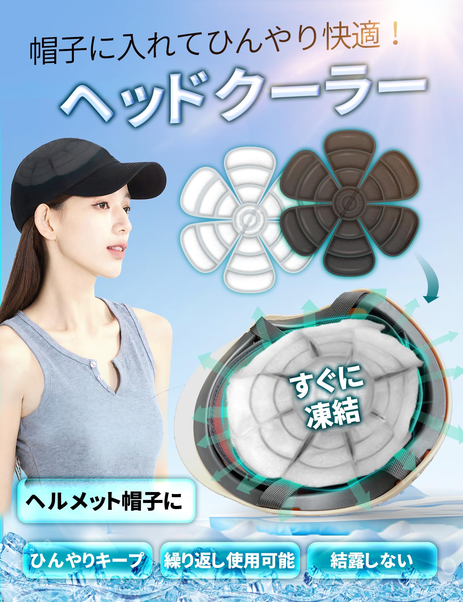 Amazon.co.jp: 帽子 保冷剤 ヘッドクール クールパッド PCM 頭 アイス