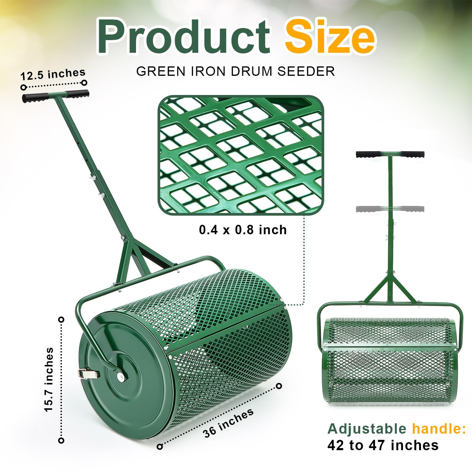 Hiboom Peat Moss Compost Spreader for Lawn Garden, Top Soil, Dirt