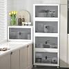 Deconox 4 Layers Portable Organizer Multi-Purpose Foldable Cabinet with Wheels, Organizer Shelf with Lid Tidying Unit for Kitchen, Bathroom, Children's Room, Garage and Storage, Stop Wheeled (WHITE)