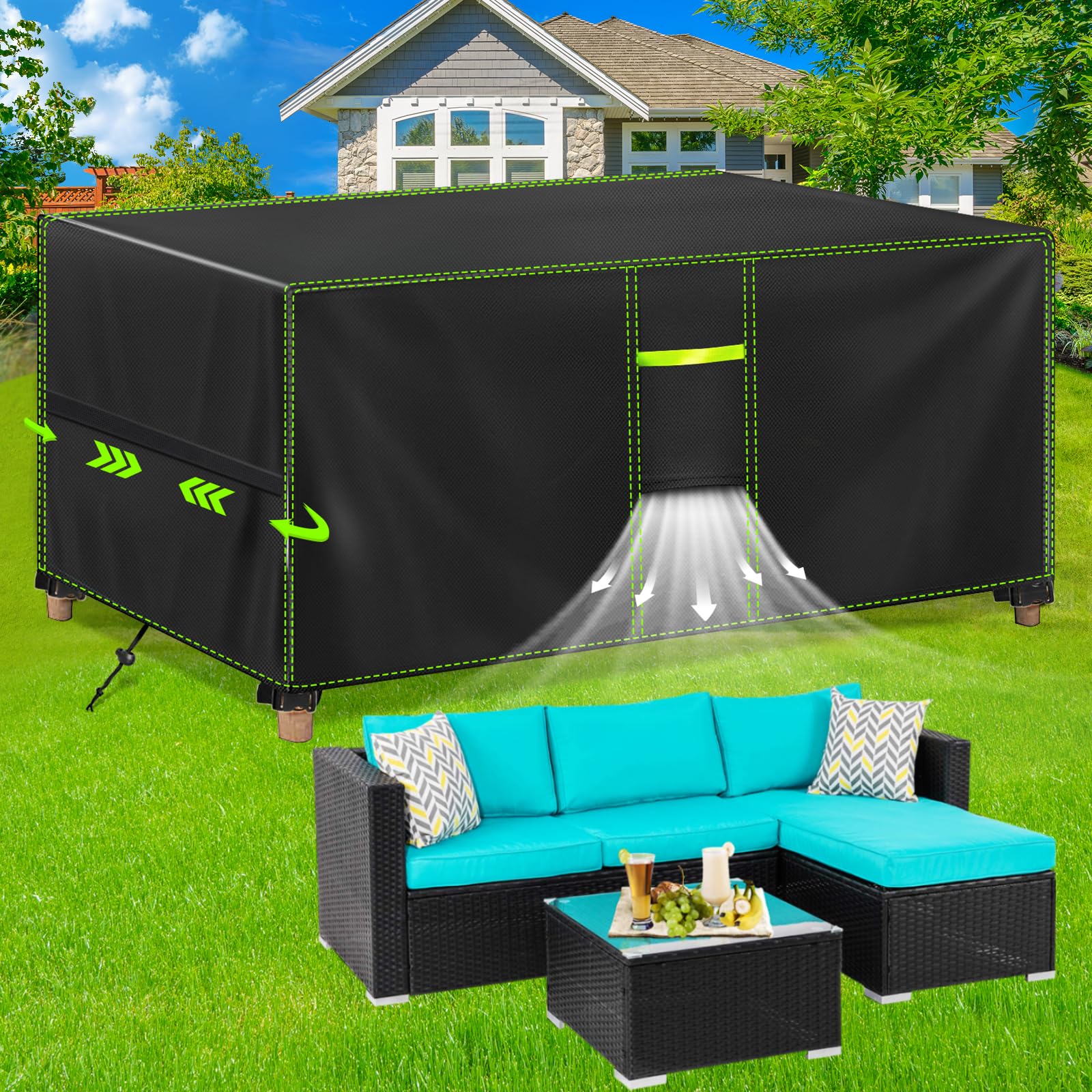 Housse de protection table de jardin pour retrouver une terrasse propre au printemps