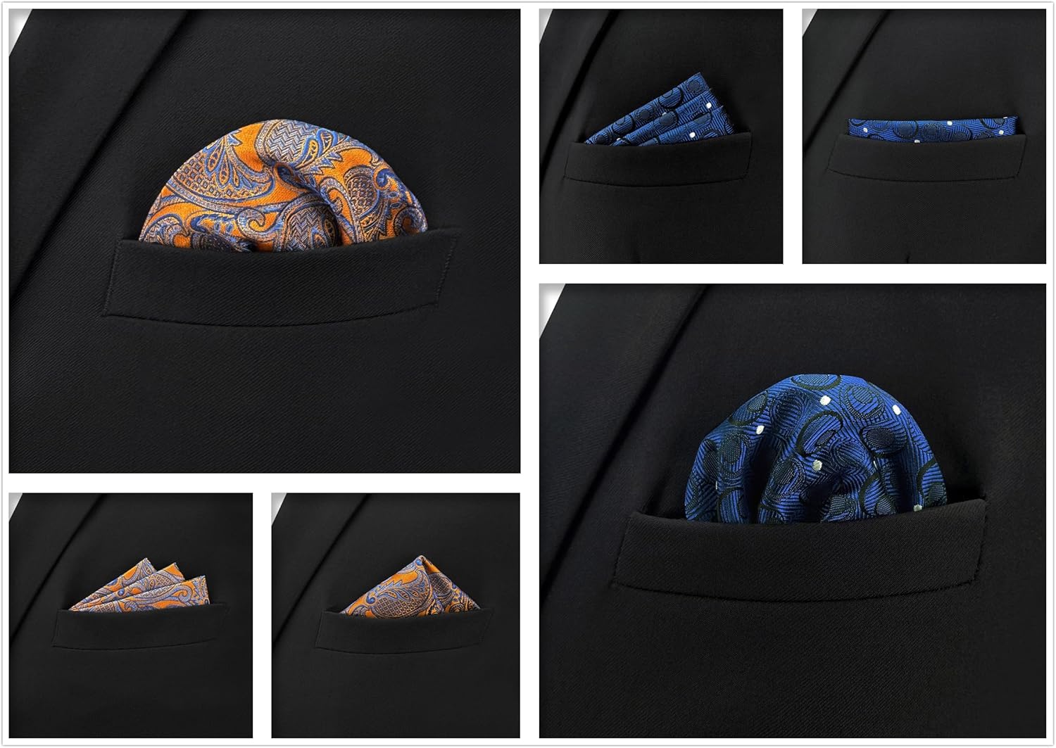 SHLAX&WING 5 Pieces Assorted Mens Silk Pocket Square Set Handkerchiefs - Image 3