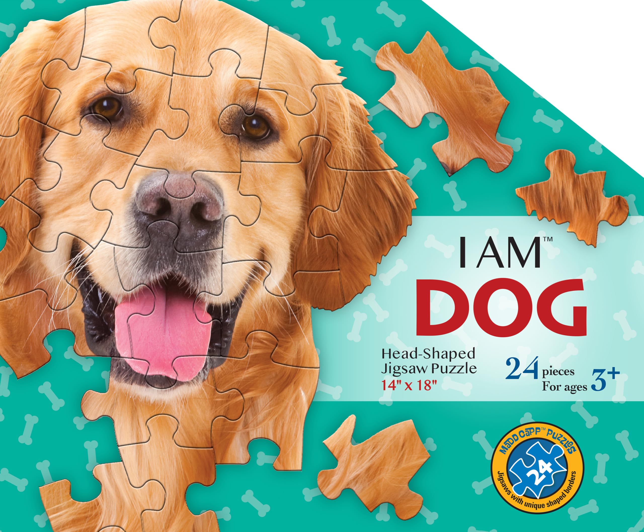 Madd Capp I AM DOG Head-Shaped Jigsaw Puzzle, 24 Pieces, Golden Retriever Theme, 36 x 46 cm, Ages 3+
