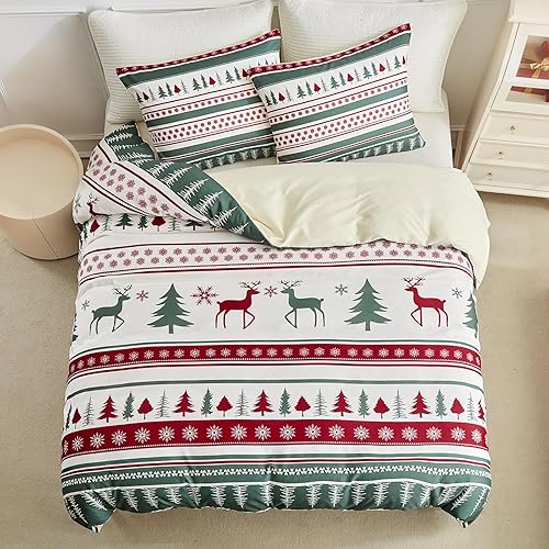 Miniatura 3 de Lekesky Funda de edredón tamaño Queen, juego de ropa de cama reversible de 3 piezas con cierre de cremallera y lazos en las esquinas (1 funda de