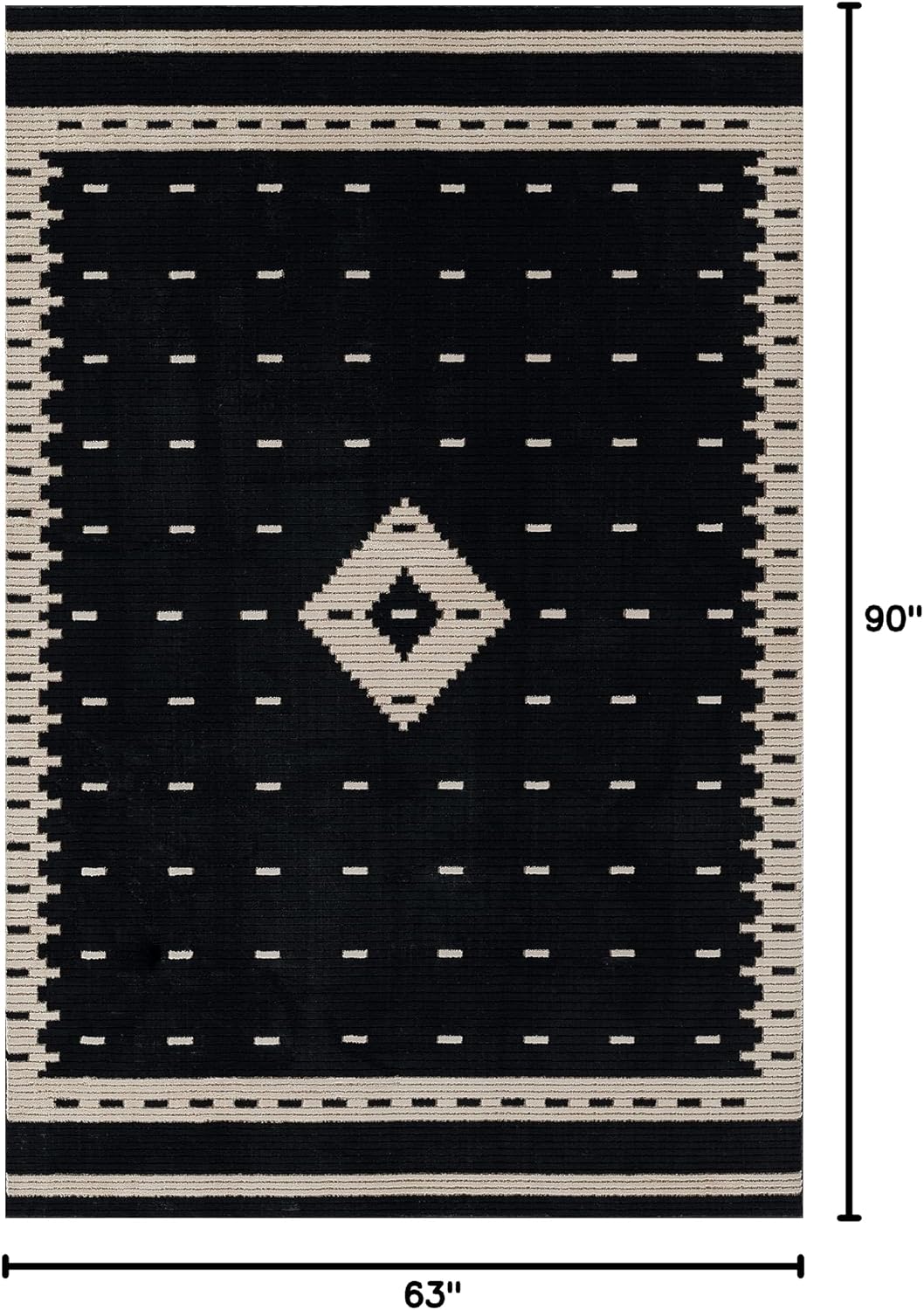 Momeni Noho Polyester Area Rug, Black, 5'3" X 7'6" Sized Rug for Living Room, Bedroom, Dining Room, and Kitchen