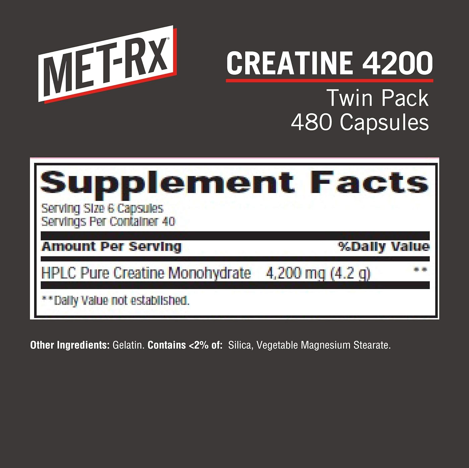 MET-Rx Creatine 4200 Supplement, Supports Muscles Pre and Post Workout, 240 Count Per Bottle, 2 Pack (480 Total Count) : Health & Household