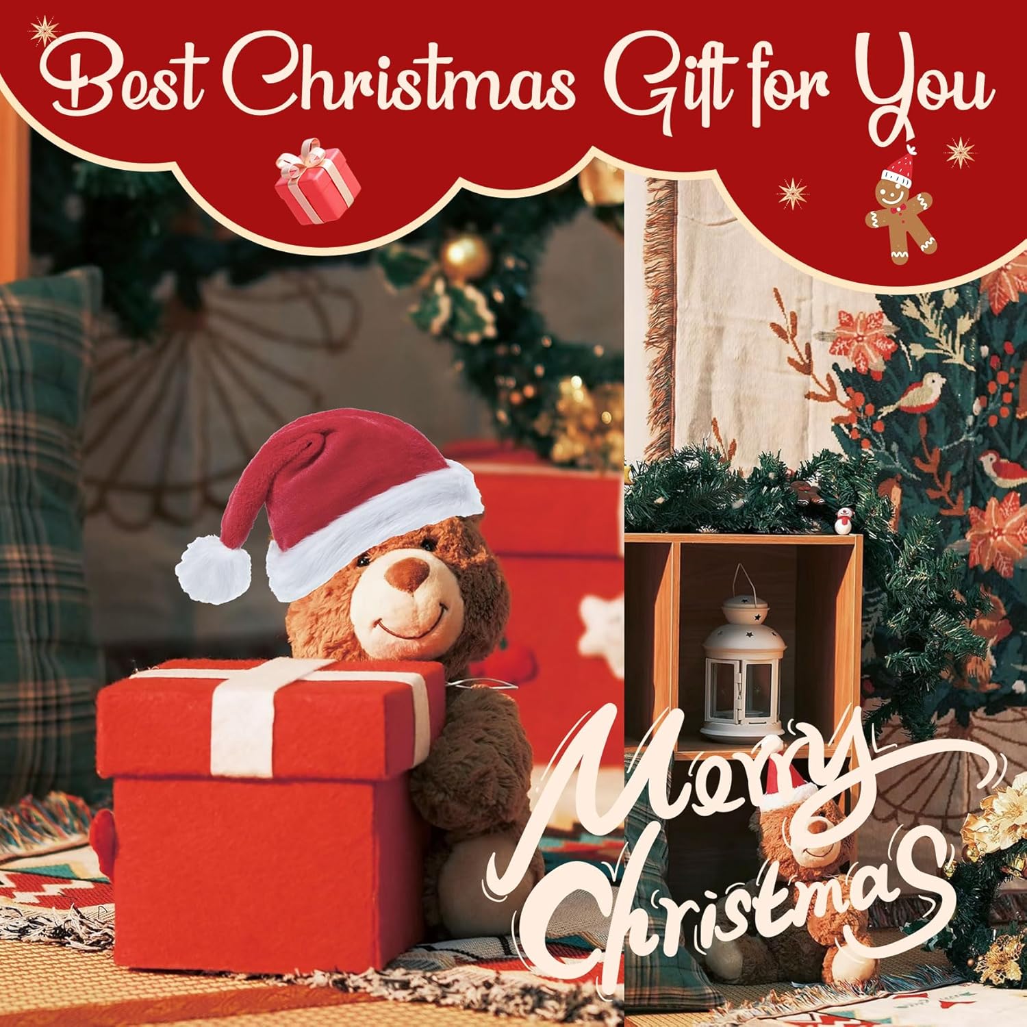 Zando 2025 Funny Christmas Tree Hats Holiday Ugly Pom Poms Green Santa Hat Festive Winter Party for Women Men - Image 7