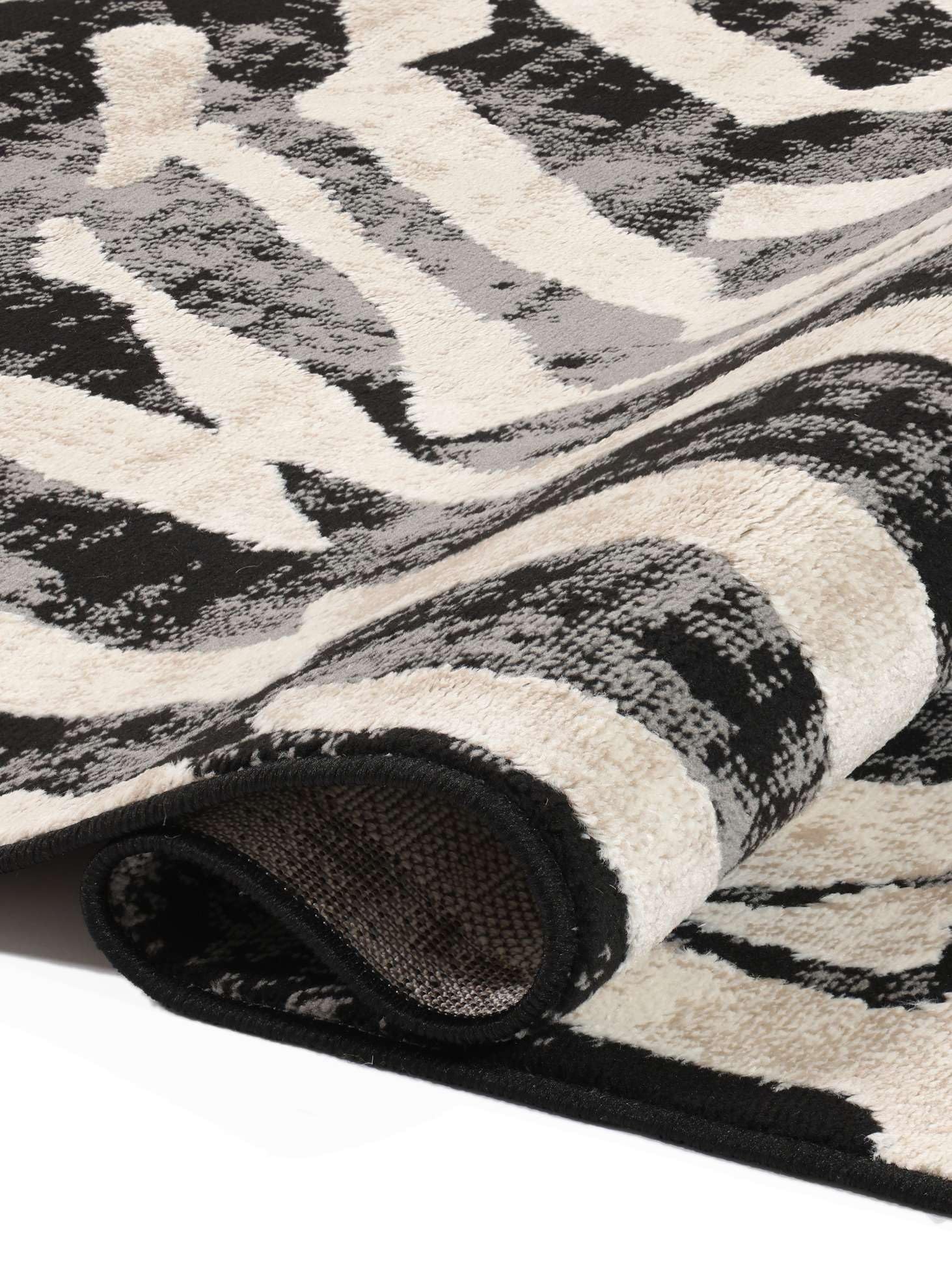 RugVista Nalori Tappeto, 160 x 230 cm, Nero/Beige | Moderni, Rettangolare, Pelo medio, Lavabile solo a secco, Oeko-Tex 100, Soggiorno, Sala da pranzo, Camera da letto