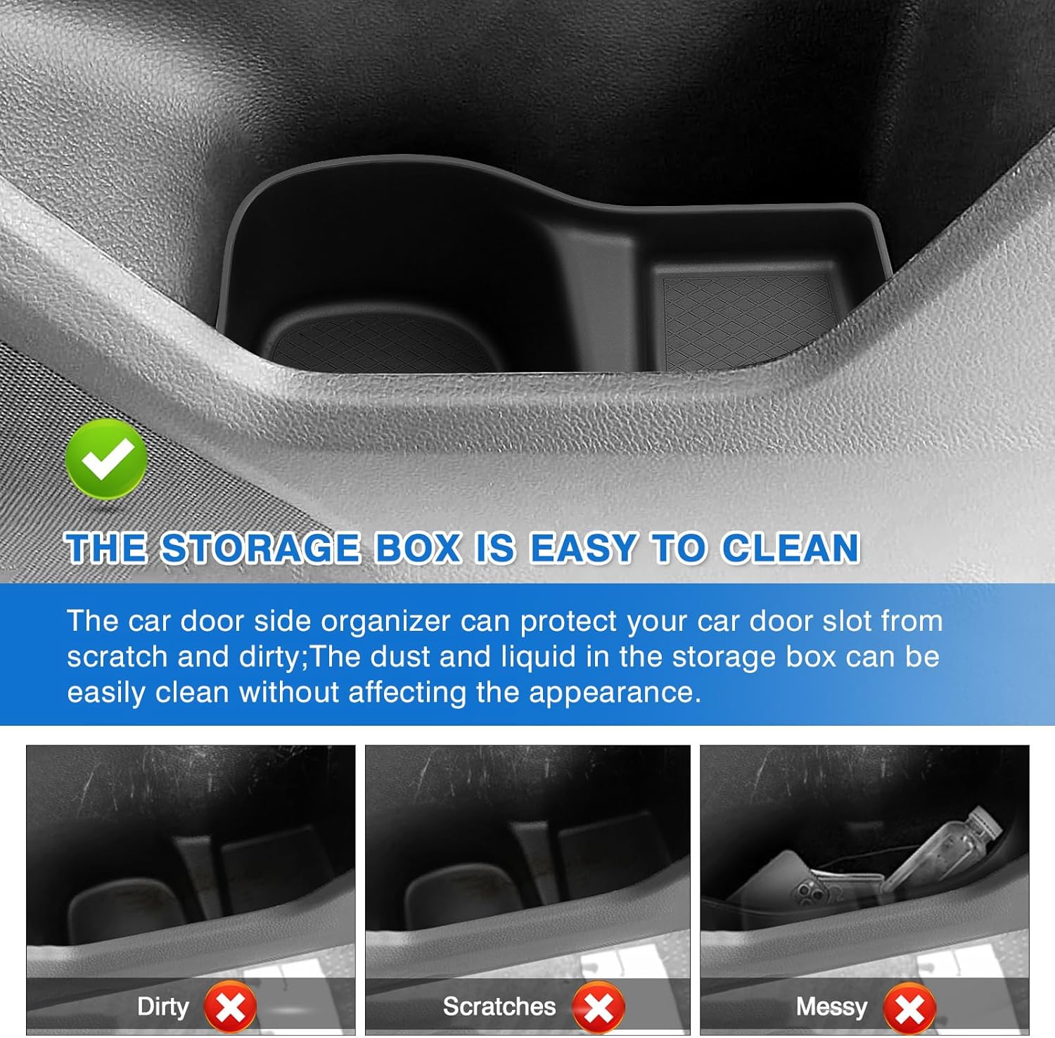 Shademax 4PCS Car Door Tray Organizer for Honda CRV CR-V Accessories 2023 2024 2025 2026 Car Front and Rear Door Slot Pocket Tray Organizer CRV Door Side Storage Box TPE Material Black