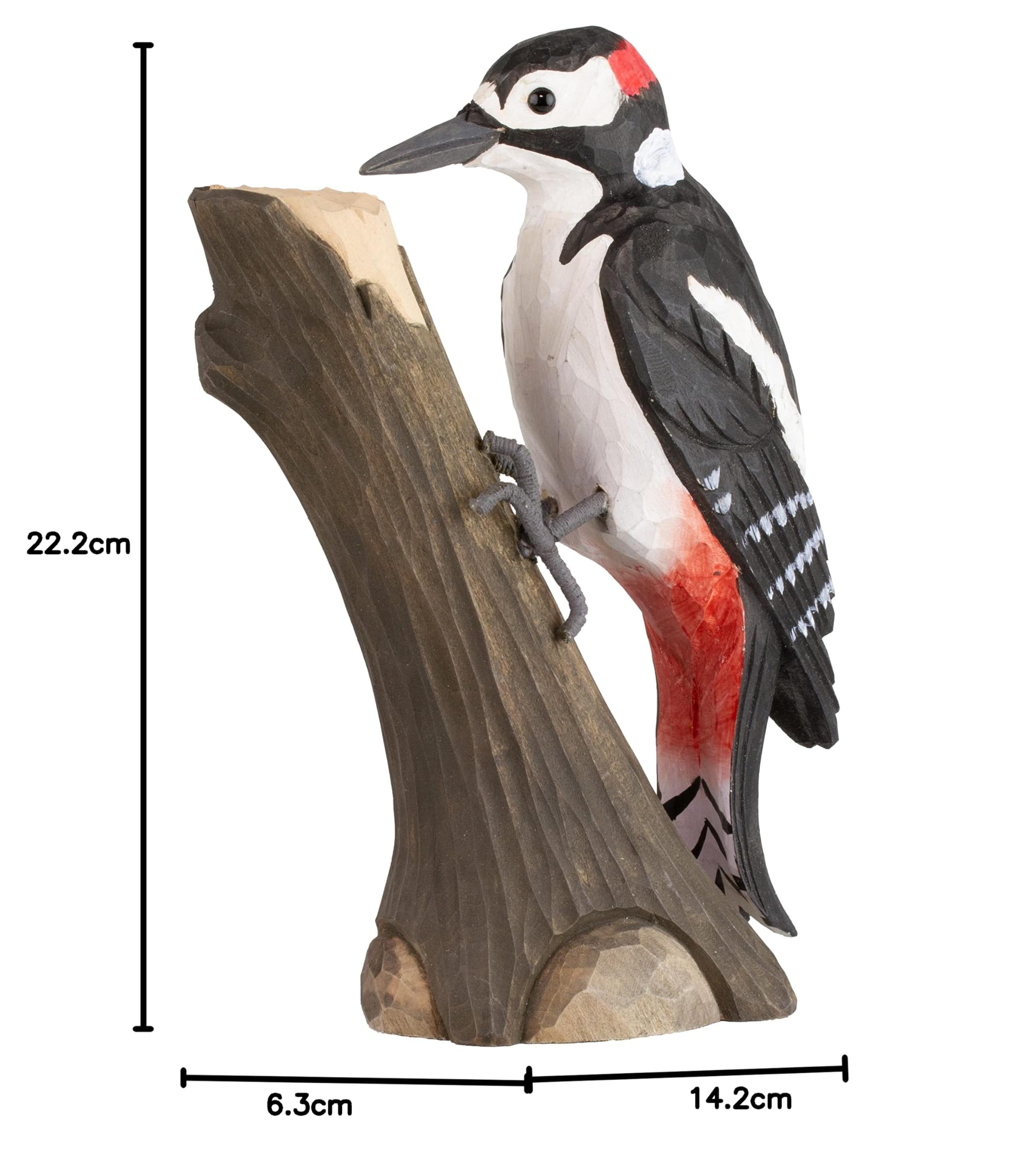 WILDLIFEGARDEN WG451 DecoBird dzięcioł kolorowy - ręcznie rzeźbiony dekoracyjny ptak z drewna - duże ptaki europejskie
