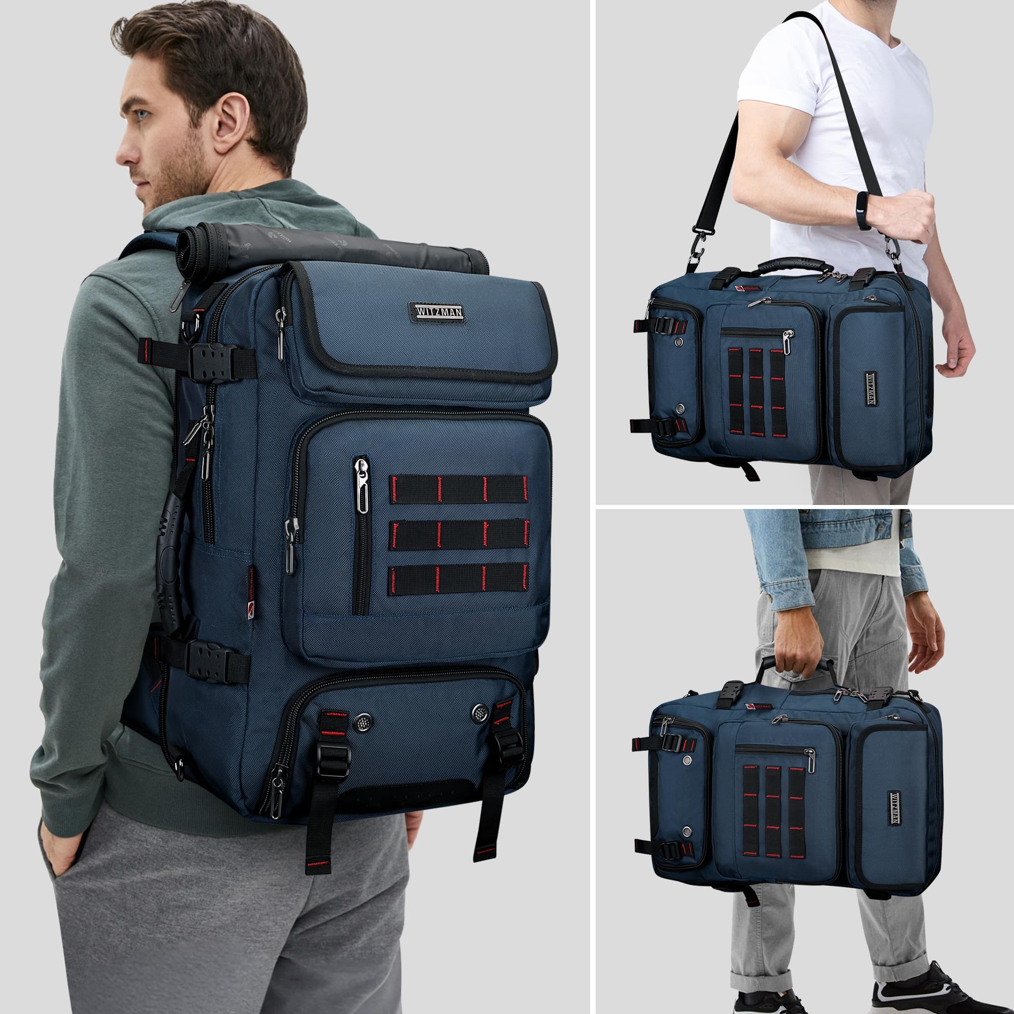 WITZMAN Sac à Dos de Voyage Homme Nylon Convertible avec USB