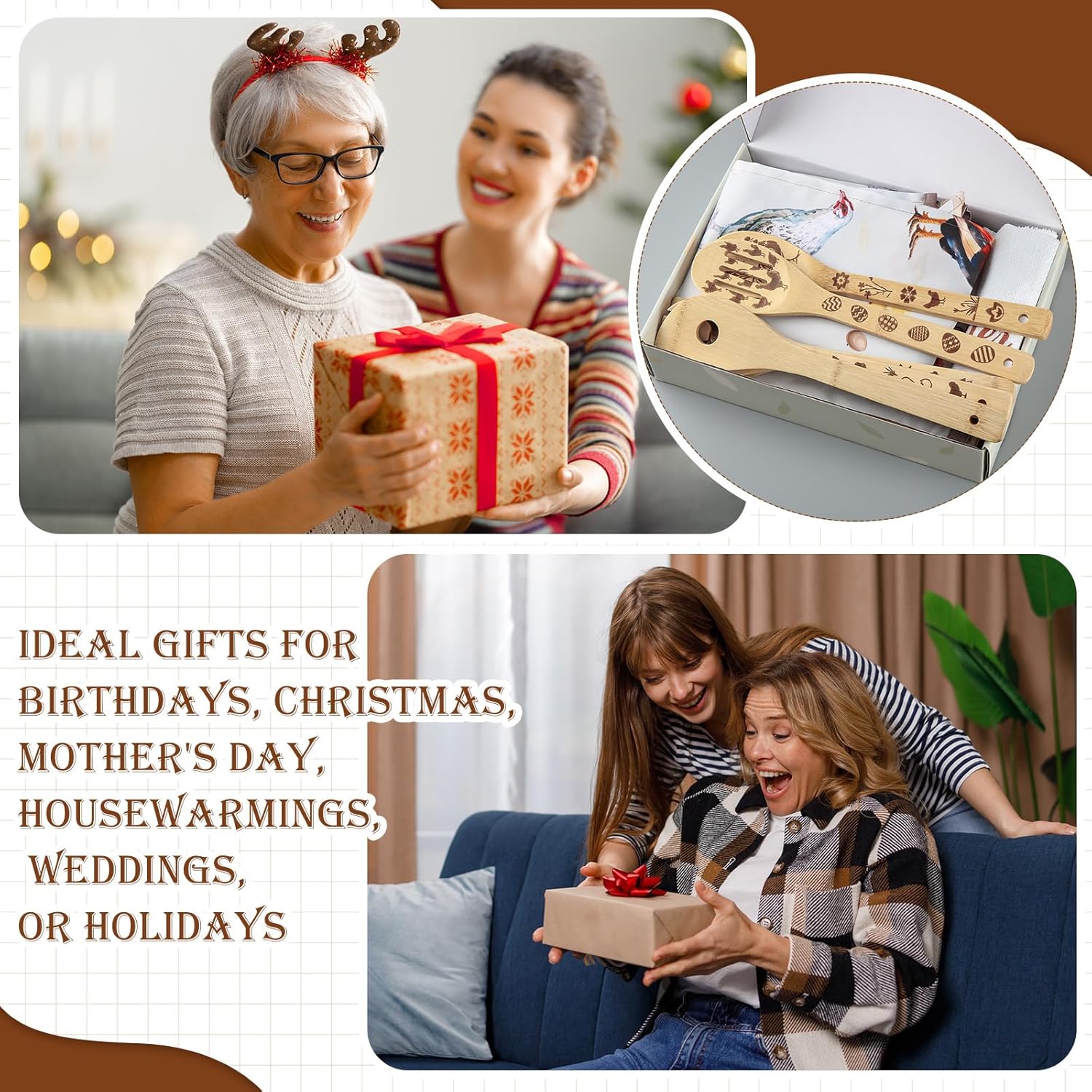 10 Pcs Chicken Kitchen Gift Set for Women Valentines Day Include Apron Oven Mitts Pot Holder Dish Towel Cooking Utensil Kit - Image 7