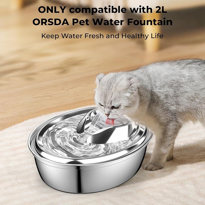 12 Filtros y 6 Esponjas para Fuente de Agua ORSDA D30 2L Gatos miniatura 5