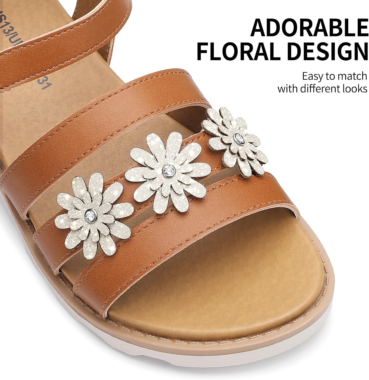 Bigwow Girls Sandals Thick Sole Open Toe Summer Flat Shoes Dress Sandals for Little Big Kid