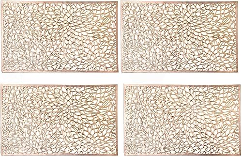 Eiyye Manteles individuales rectangulares de vinilo metálico, antideslizantes, resistentes al calor, de plástico laminado, para mesa de comedor,