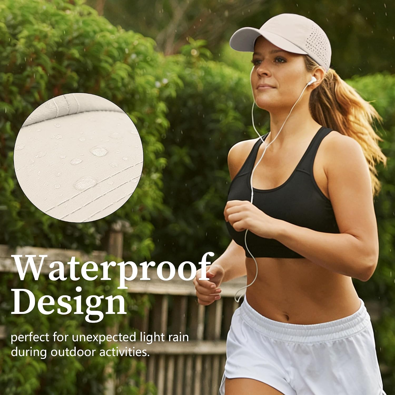 Womens UPF 50+ Baseball Cap Waterproof Quick Dry Adjustable Ponytail Hat for Running Hiking Golf