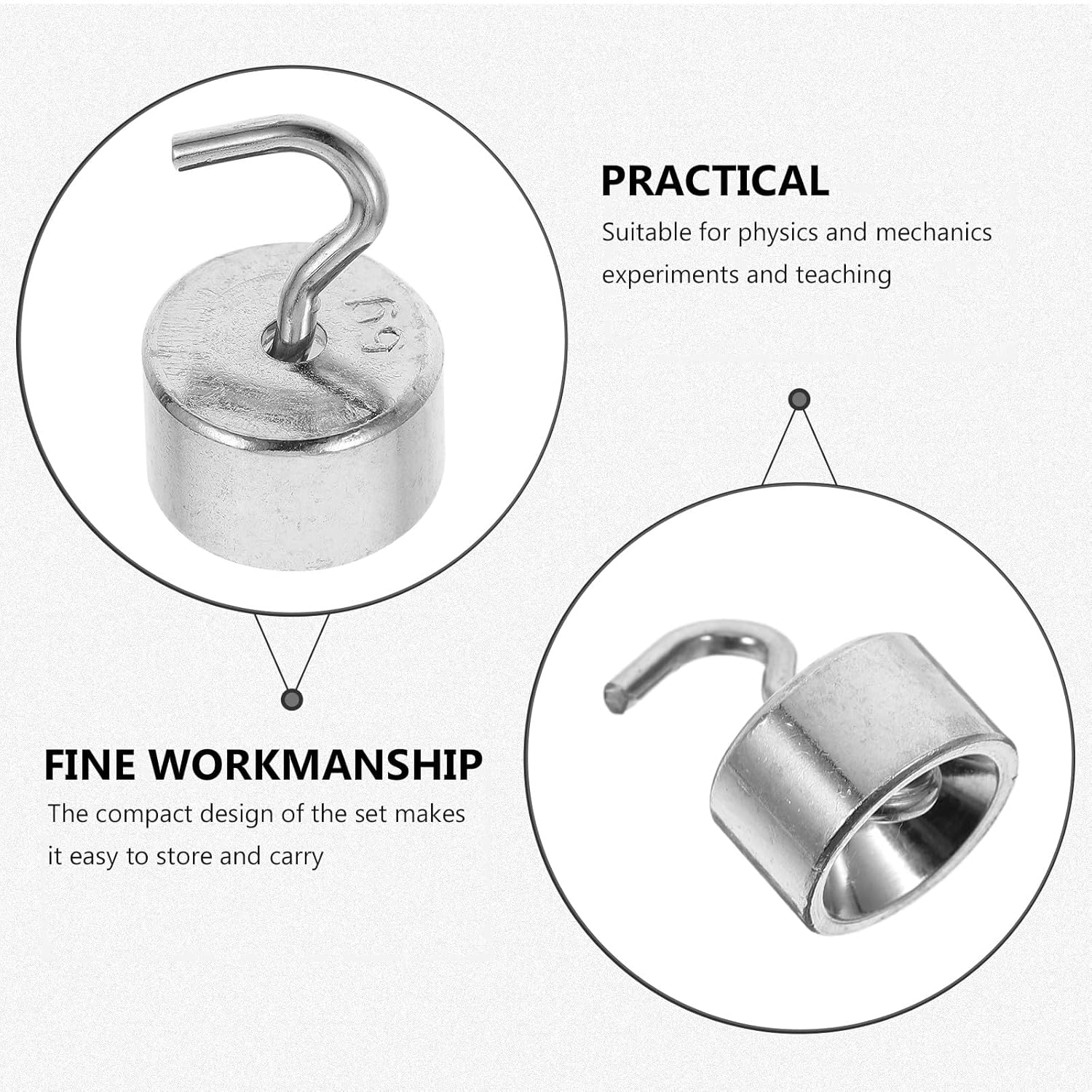 50pcs 5g Chromium-Plated Slotted Hook Weights Set 250g Total for Physics Experiments Science Lab Mass Educational Laboratory Equipment