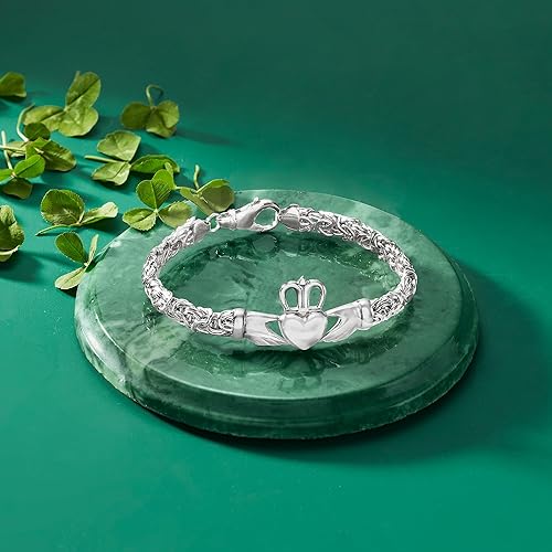 Miniatura 3 de Ross-Simons Sterling Silver Byzantine Claddagh Bracelet