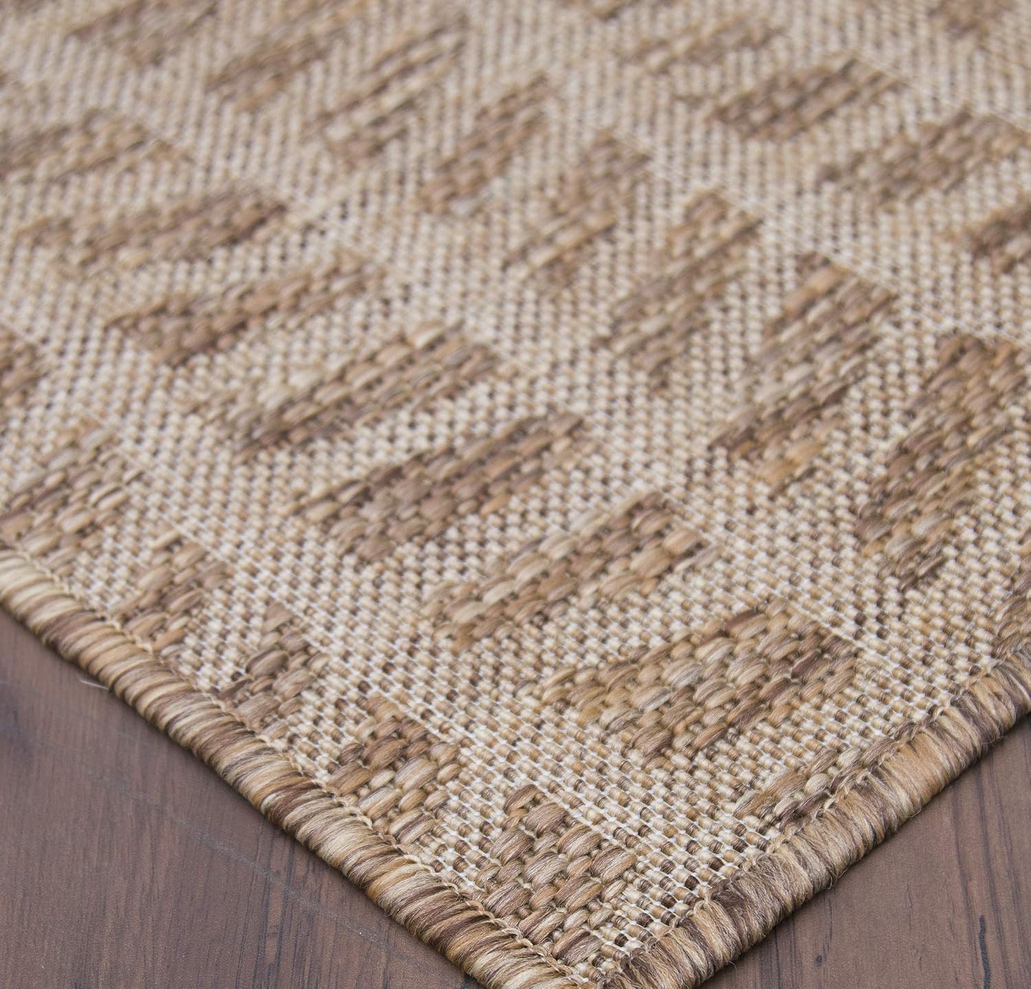Indoor Outdoor geo Wave Rug (8'x10', Natural Neutral Brown)